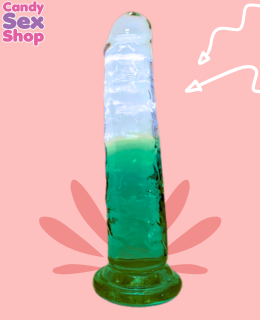 191. Dildo Macizo De Gel Bicolor   Verde (ja7345)