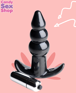 98.  Fr Vibrating Rippled Butt Plug   Black (ja6289) (2)