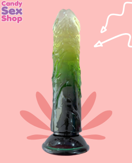 191. Dildo Macizo De Gel Bicolor   Verde (ja7345) (3)