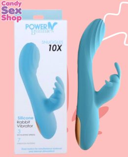 223. Power Bunnies Snuggles 10x Silicone Rabbit Vibrator – Teal (ja8355)