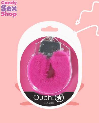 62. Ouch!   Classic Fluffy Handcuffs   Pink (ja8095)