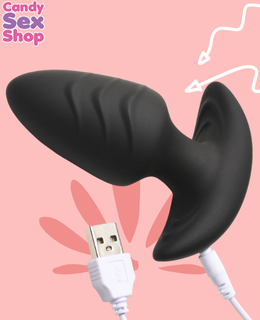 181. Bang! Rotating & Vibrating Silicone Butt Plug W Remote   Black (ja8519) (5)