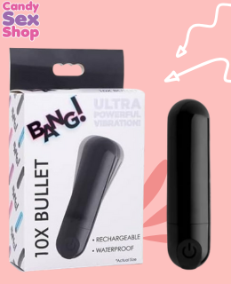 133.  Bang! 10x Vibrating Metallic Bullet   Black (ja6719)