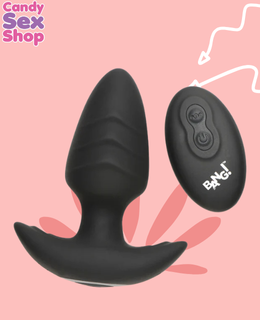 181. Bang! Rotating & Vibrating Silicone Butt Plug W Remote   Black (ja8519) (2)