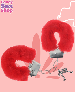 64.ouch!   Classic Fluffy Handcuffs   Red (ja8097) (2)